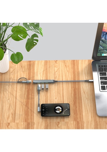 Jeemson Usb 3.0 4 Port Çevirici - Type-c Girişli Hub, 5gbps Hızlı Veri Transferi, Taşınabilir Aluminium Dizüstü Bilgisayar Genişletici