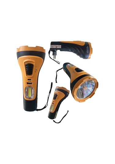 Gold Silver Gs-4275 Şarj Edilebilir El Feneri 7 Watt, Cob Aydınlatmalı Portatif El Feneri Siyah