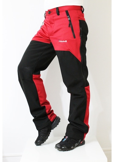 Mudwill Erkek Kışlık Softshell Pantolon Kırmızı-Siyah Kırmızı