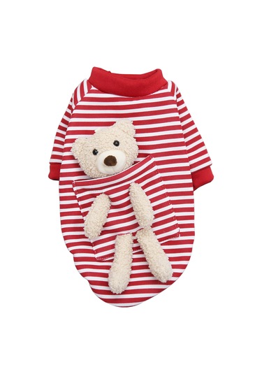 Geeksen Köpek Ve Kedi Poları - Esnek Poliester, Soluk Nefesli, Günlük Kullanıma Uygun, Trendy Desenli Kırmızı Çizgili-m