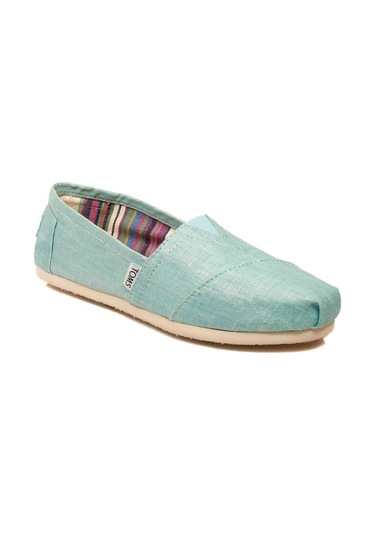Toms Bayan Espadril Turquoise Metallic Linen Su Yeşili
