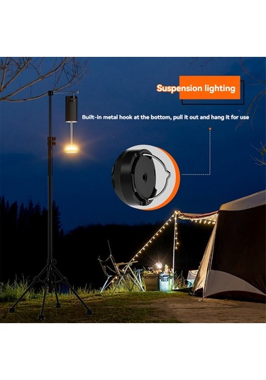 Açık Hava Kamp Feneri 8000mah Şarj Edilebilir Renkli Işıklar Siyah