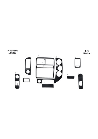 Hyundai H 100 Konsol-torpido Kaplama 2004 10 Parça-siyah Karbon Siyah Karbon
