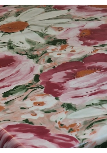 Elyaflı Pvc Muşamba - Desenli Silinebilir Masa Örtüsü Kahverenği Mrl100 Pembe