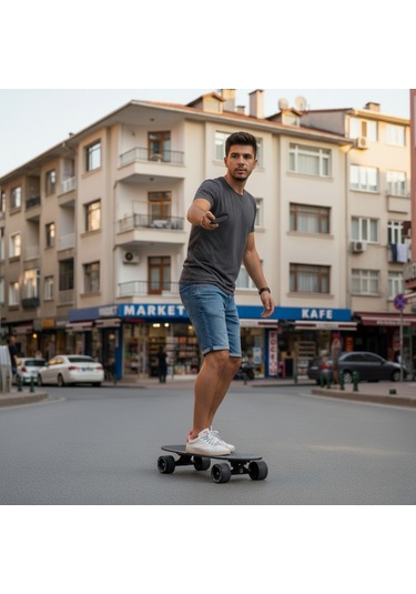 Elektrikli Kaykay H2s-1 Şehir İçi Ulaşım Aracı, Scooter Alternatifi, 20 Km/h, 8 Km Menzil, Hafif 3.7 Kg Siyah