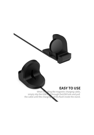 Samsung Galaxy Uyumlu Watch6 / Watch6 Classic / Watch5 / Watch5 Pro İçin Junsunmay Silikon Şarj Standı Kaymaz Taban Siyah