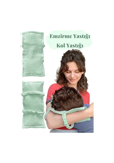 Pamuk Muslin Bebek Emzirme Yastığı Ter Emici Kol Yastığı Mint