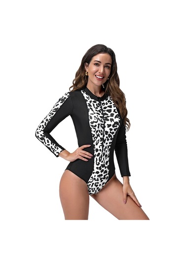 Şık Küçük Taze Uzun Kollu Yarışmayo Siyah - Beyaz