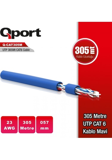 Qport Cat6 Utp 23awg Mavi 305m Kablo Q Cat6m