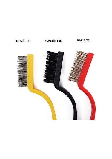 3 Parça Tel Fırça Detaylı Temizlik Seti Çok Renkli