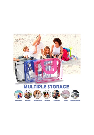 Xiyyadms Kırmızı 3'lü Set - Şeffaf Pvc Su Geçirmez Makyaj Çantası, Tuvalet Malzemeleri Ve Gereçler İçin Taşınabilir Depolama Çantası S-m-l Boyutları Kırmızı