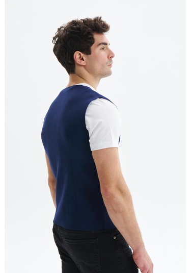 Arma Erkek Slim Fit Basic %100 Pamuk Triko Yelek K9kro0853 Lacivert