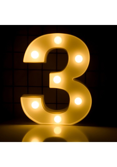 Youmex Sıcak Beyaz Sürekli Aydınlatma Led Rakam 3 Işıklı Dekoratif Aydınlatıcı, Ip54 Su Geçirmez, 2xaa Pil Dahil Değil , Parti Ev Düğün Doğum Günü Dekorasyonu İçin Diğer