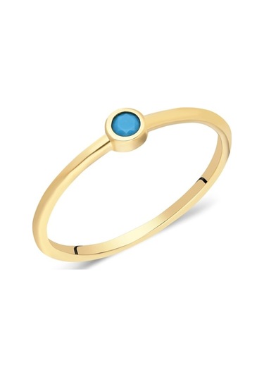 14 Ayar Altın Tektaş Firuze Taşlı Tektaş Yüzük-Hediye Yüzük