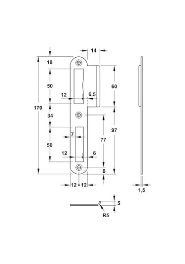 Hafele Kilit Karşılığı Sol Uzun Mat Paslanmaz Çelik Renk