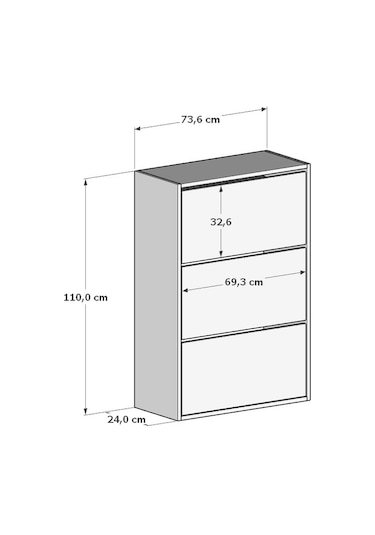 3 Kapaklı Kayar Raflı Ayakkabılık Çam Çam