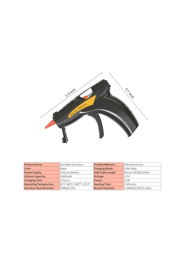 Yifomall "usb Şarjlı Profesyonel Sıcak Yapıştırıcı Tabancası - 50 Yapıştırıcı Çubuklu, Hızlı Isınma, Taşınabilir"