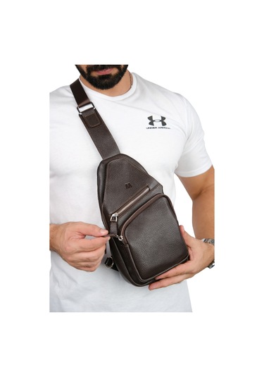 Mft Leather Hakiki Deri Unisex Çapraz Çanta Baggy 6981 Flother Kahve