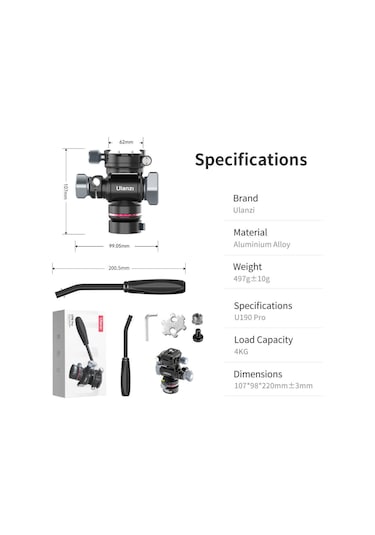Ulanzi U-190 Pro Fluid Video Tripod Başlığı E009gbb1