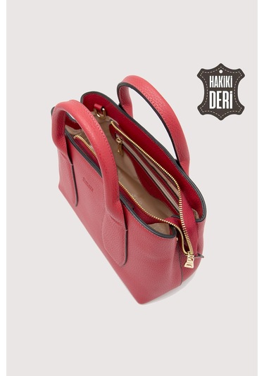 Hakiki Deri Kadın El Çantası Kırmızı Smr9226 Kırmızı
