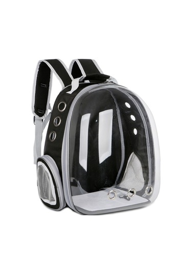Dışarı Çıkarken Kediler İçin Şeffaf Sırt Çantası Yan Kapaklı Siyah