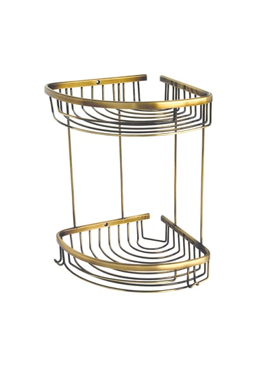 Lider Ikili Antik Köşe Süngerlik Şampuanlık Paslanmaz Pirinç Çok Renkli