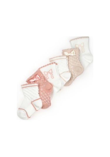 Csyc1004 Bebek 6'lı Fiyonklu Çorap %100 Organik Pamuk, Bebek - Yenidoğan - Csyc1004 Taş