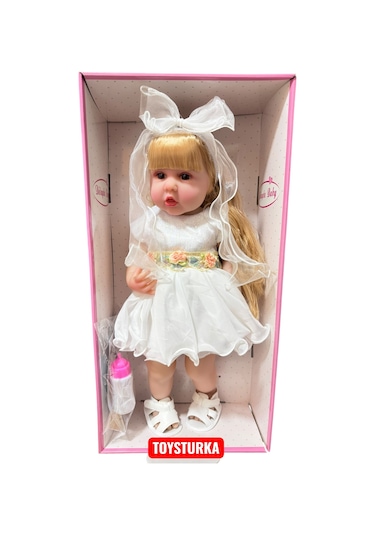 55 Cm Gerçekçi Yenidoğan Biberonlu Bebek Sesli Oyuncak Et Bebek 67296516