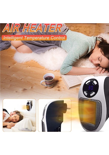 Gajeena Taşınabilir Uzaktan Kumandalı Mini Isıtıcı - Hızlı Isınma, Dijital Termostat, Duvara Monte, 500w