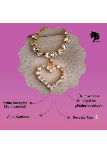 Tek Sıralı Kalp Figürlü Kristal Taşlı Choker Tasma Silver Gold Kolye Altın