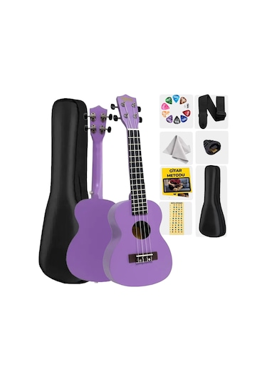 Midex Ukx-233prp Mor Concert Ukulele Askı Çanta Metod Pena