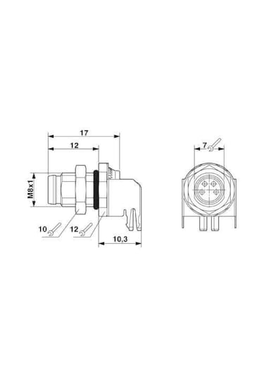 Phoenix Sacc-dsı-m8ms-4con-l90-sh ,m8/4-pin Açılı Erkek Pcb Soket