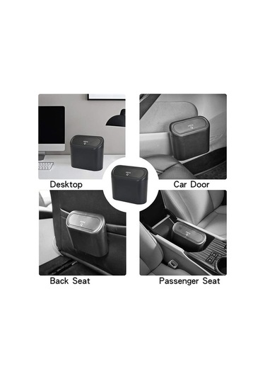 Createtech Taşınabilir Siyah Oto Çöp Kutusu Kapaklı Portatif Araç İçi