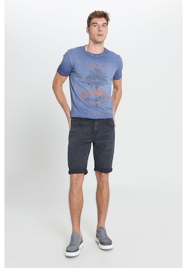 Ac&Co / Altınyıldız Classics Erkek Antrasıt Slim Fit Dar Kesim Pamuklu Esnek Denim Şort Antrasit