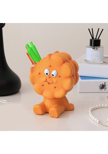 Ganzhoushop Yaratıcı Bisküvi Şeklinde Kalemlik Kare Yuvarlak Şekil Karikatür Masa Kırtasiye Düzenleyicileri Ofis Malzemeleri Ve Dekorları İçin Kare