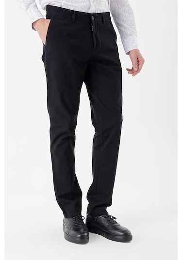 Siyah Pamuklu Likralı Yan Cepli Comfort Fit Rahat Kesim Casual Pantolon 1003235154-siyah Siyah