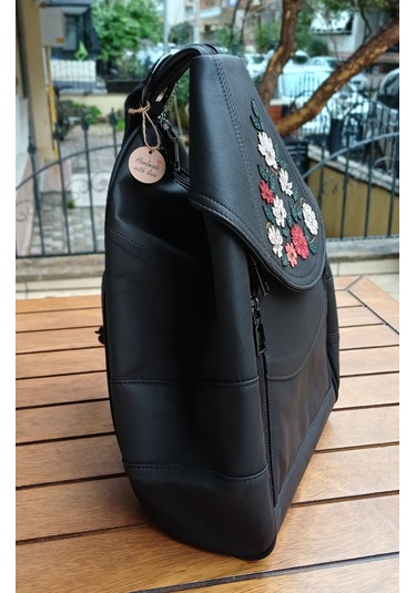 Durush Collection Hakiki Deri, Tasarım El İşlemesi Koyu Kahve Sırt Çantası Koyu Kahverengi