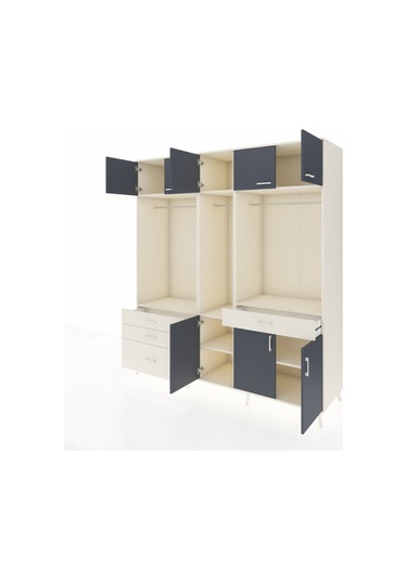 Kronos Dolap 8 Raflı 4 Çekmeceli 3 Askılı 220x59x243 Aytaşı-antrasit/aytaşı Antrasıt/aytası