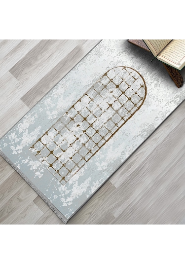 Evaşk EVAŞK408B66 Namazlık Dokuma Halı Kaymaz Muslumana Seccade Mavi