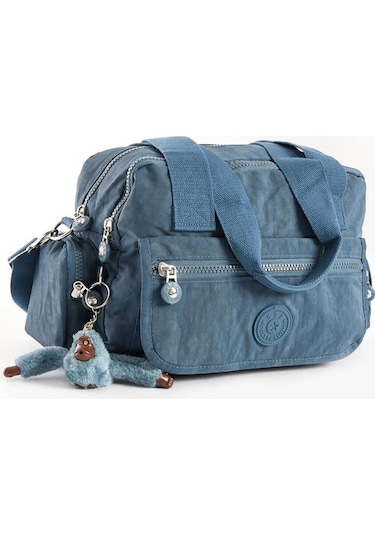 Omuz Çantası Çok Cepli Hafif Klinkır Kumaş 30 20 Cm Çapraz Askılı Postacı Çanta Kol Çantası Mavi