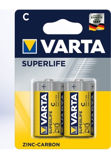Varta 2014 Superlife Çinko Karbon Orta Boy C Pil 2'li