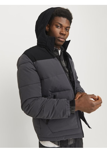 Erkek Rüzgara Dayanıklı Kapüşonlu Puffer Mont - Otto Asphalt