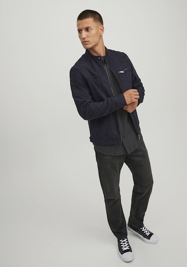 Jack & Jones Suni Deri Ceket 12147218 Jet Black Lacivert - Siyah