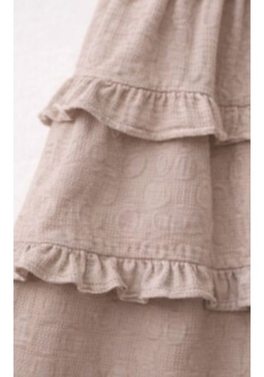 Baby Corner Bebe Yaka Fırfırlı Kız Bebek Elbise Kahverengi