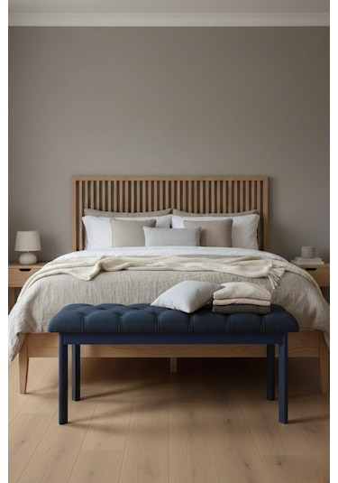 Loft Kapitone Döşeme Metal Ayaklı Puf & Bench - 105x40 Cm Siyah