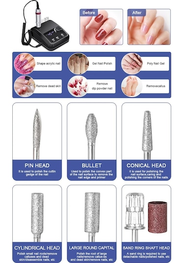 Jialan 45000rpm Elektrikli Tırnak Matkap Makinesi Çivi İçin