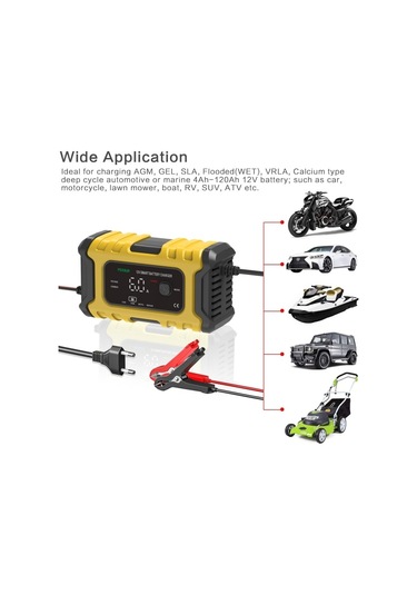 Foxsur 6a 12v Motosiklet / Araba Akıllı Akü Şarj Cihazı Sarı