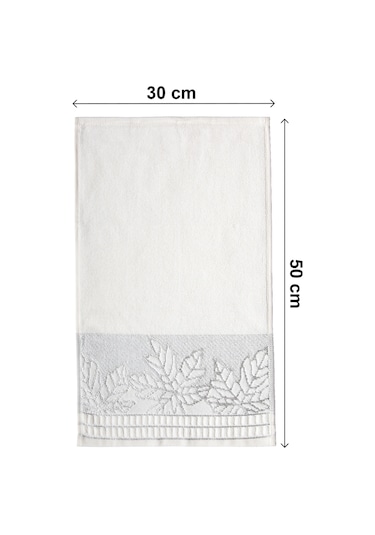 Çınar Jakarlı 6 Lı Kadife Pamuklu El Ve Yüz Havlu Seti 30x50 Cm - 00434 - Gümüş Gümüş