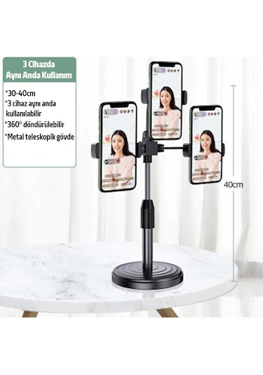 Ally Tripod Üçlü Telefon Tutucu Stand Siyah