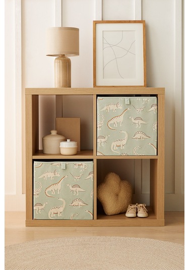 Ocean Home Textile 2'li Çocuk Odası Dinozor Kutu Set 33 X 30 X 33 Cm Mint